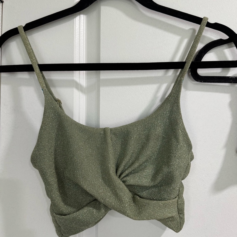 Beach Riot Bikini Kenzie Top & Zuri Bottoms Beryl Green Shimmer Size Small - Picture 7 of 12